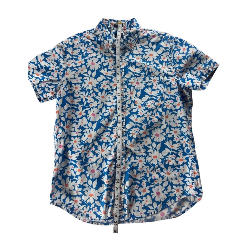 J.Crew Flex Washed Shirt Men Medium Slim Fit Short Sleeve Floral Button Down - Picture 4 of 9